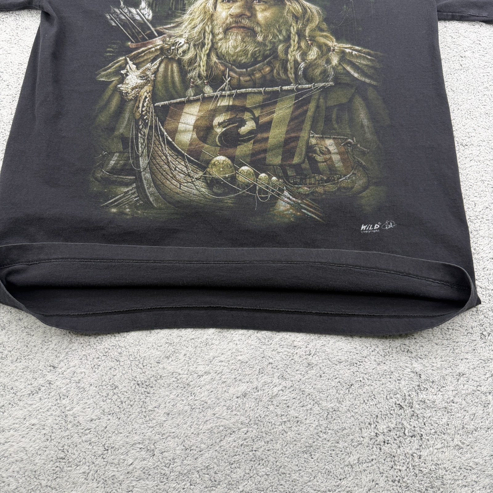 Wild Viking Shirt Mens Large Black Nordic Warrior Valhalla Dragon Boat Battle — image 5 of 8